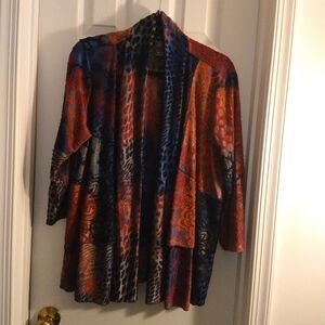 Ali Miles Blue and Orange Animal Print Kimono